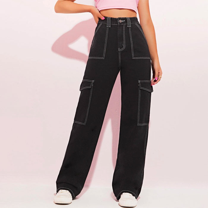 Cargo High Waist Side Pocket Jeans