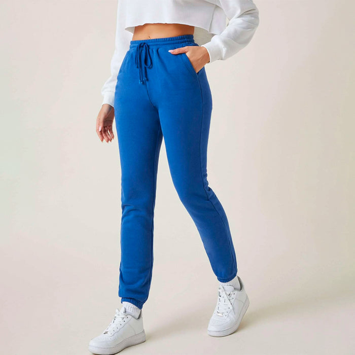 Solid Drawstring Waist Easy Wear Sweatpants