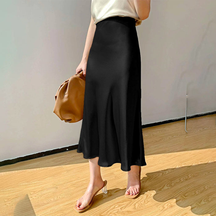 High Waist Solid A-line Skirt