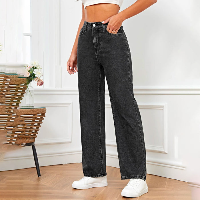 High Waist Slant Pocket Easy Wear Jeans