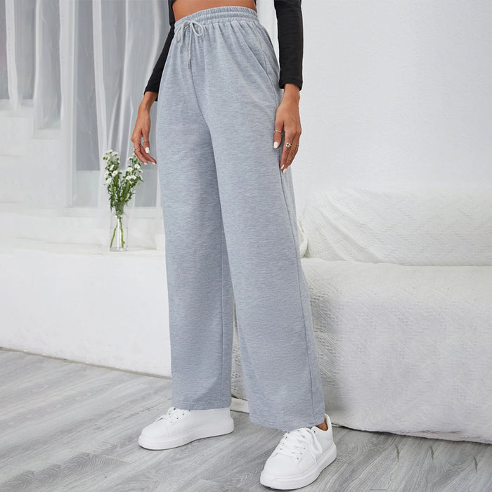 Solid Drawstring Waist Straight Leg Sweatpants