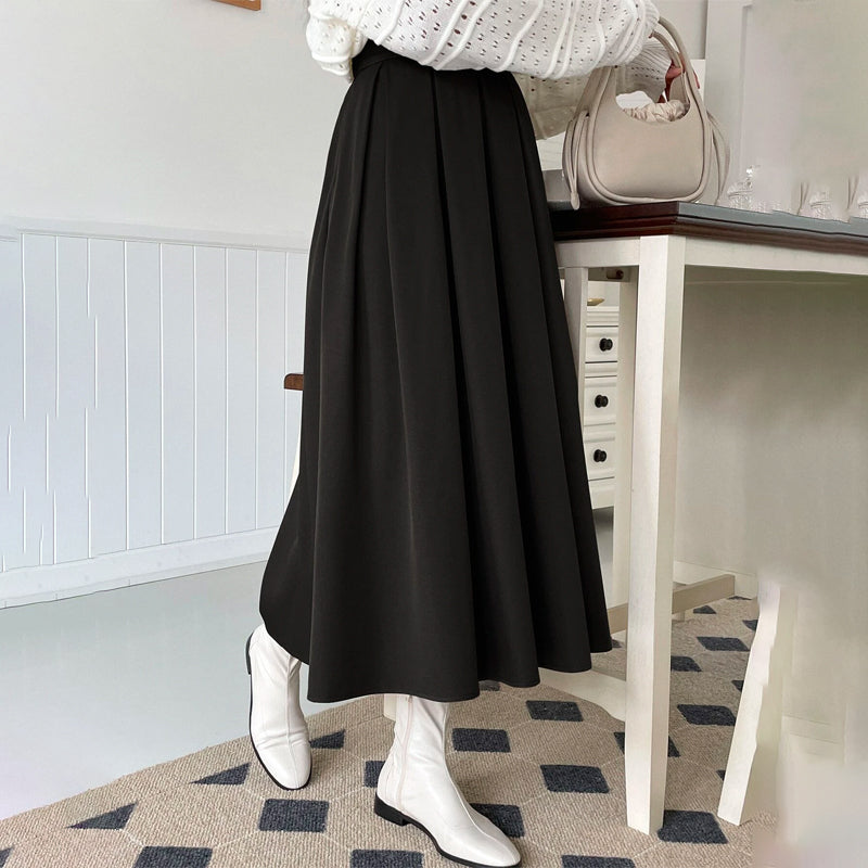 Casual Solid Easy Wear Fold Pleated Skirt