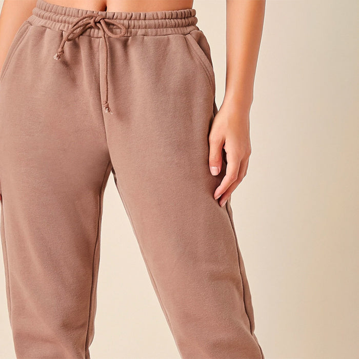 Solid Drawstring Waist Easy Wear Sweatpants