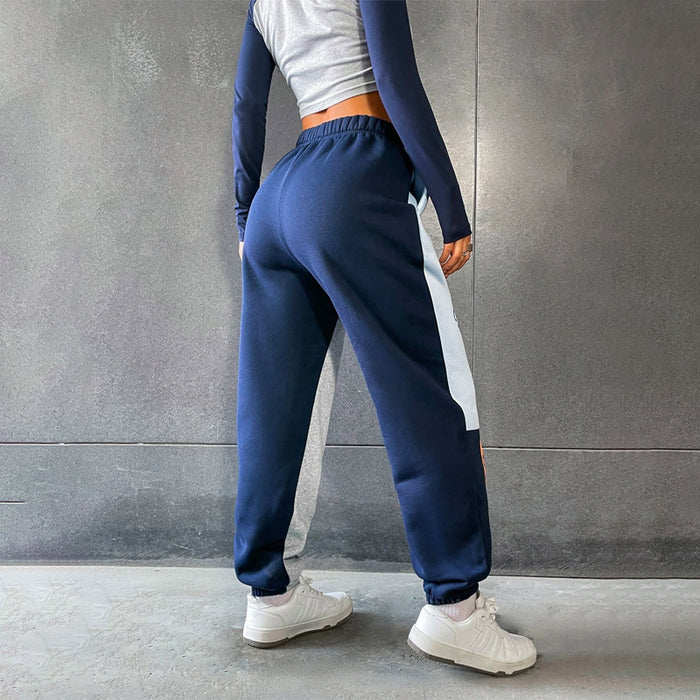 Mountain & Letter Graphic Color Block Sweatpants