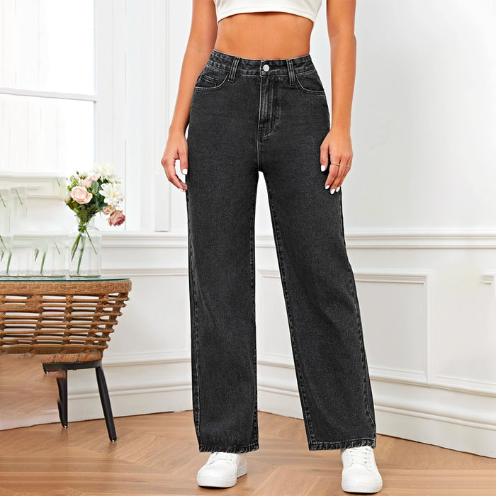 High Waist Slant Pocket Easy Wear Jeans