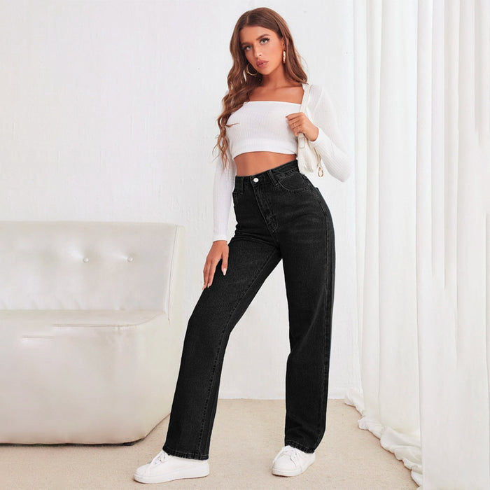 High Waisted Straight Leg Jeans