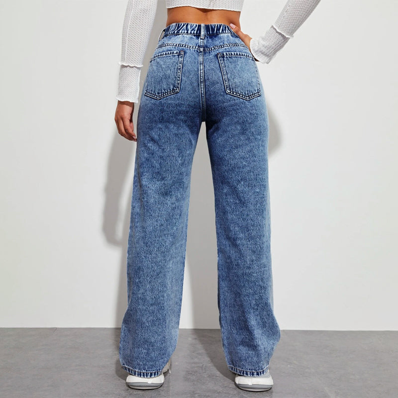 Slogan and Yin & Yang Print Jeans