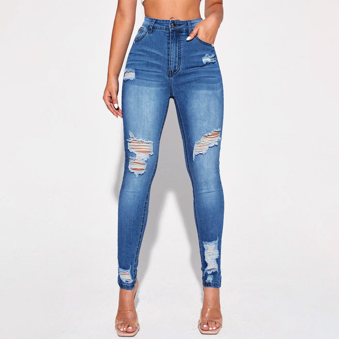 Easy Wear High Waist Ripped Skinny Jeans