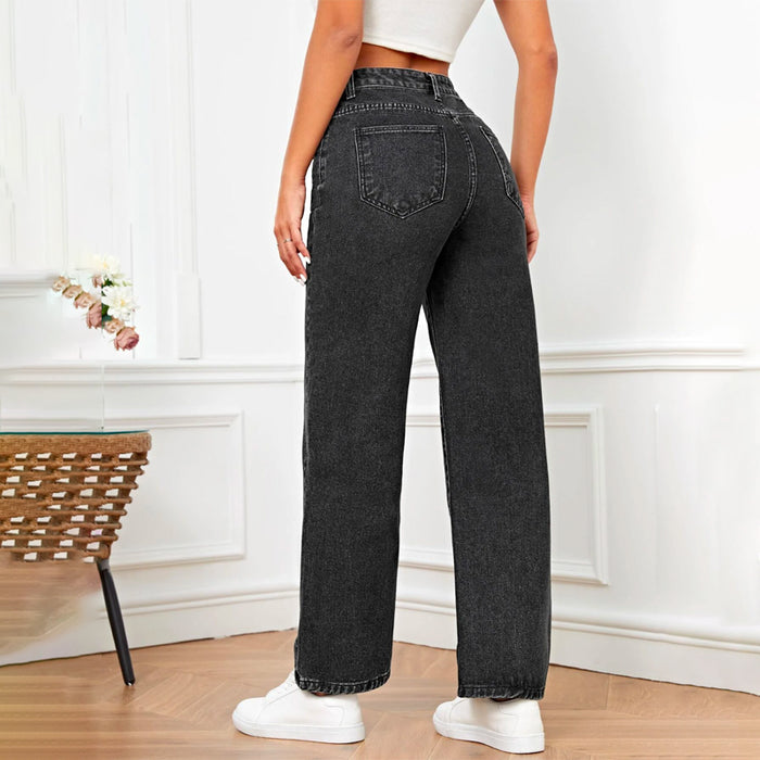 High Waist Slant Pocket Easy Wear Jeans