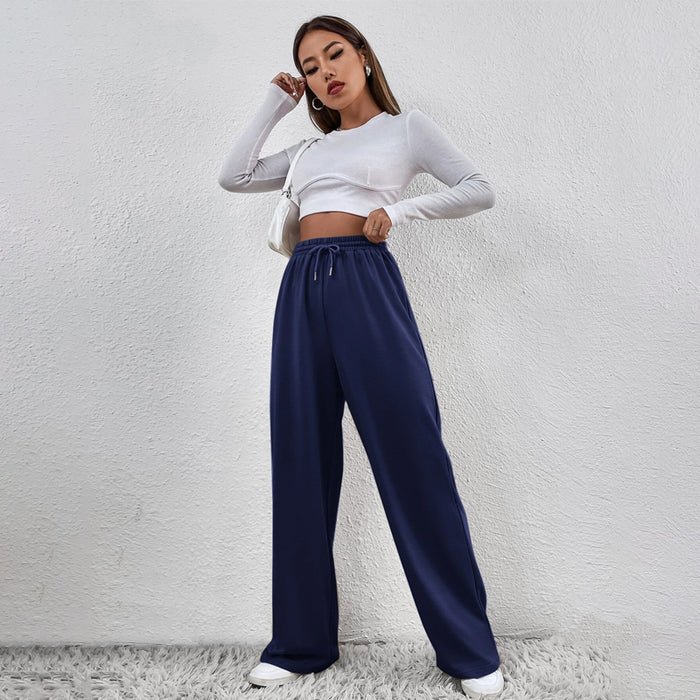 Solid Drawstring Waist Straight Leg Sweatpants