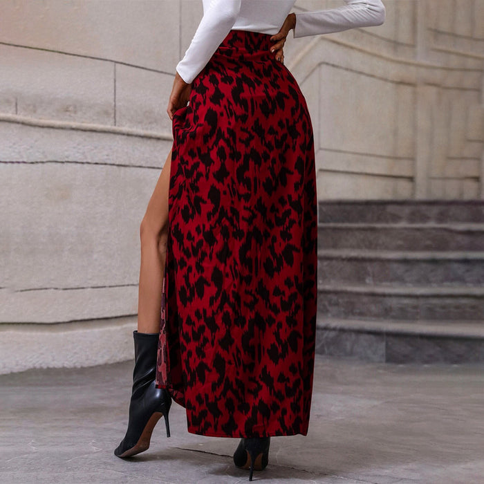 High Waist Split Graphic Thigh Skirt