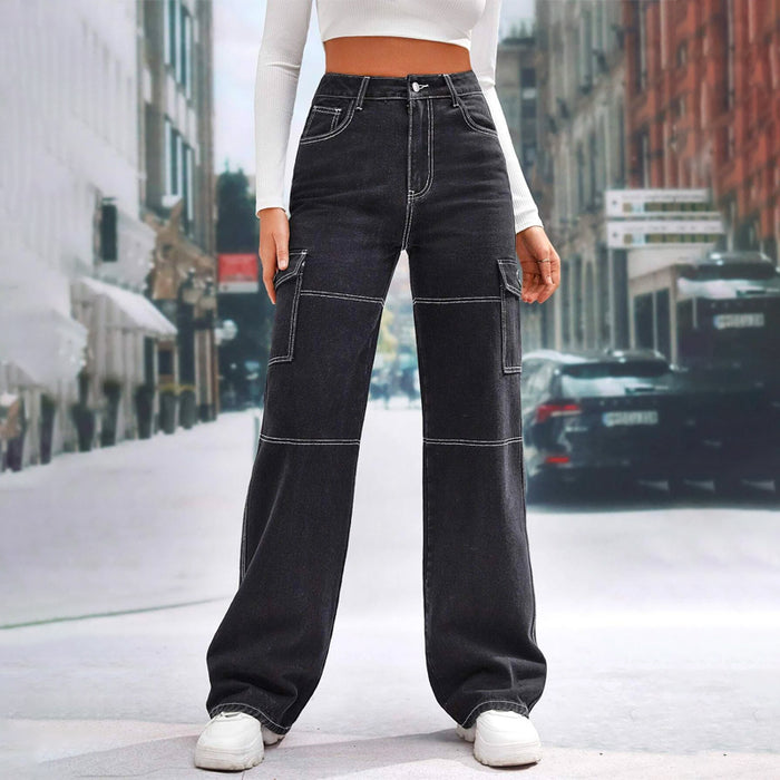 High Waist Whip Stitch Jeans