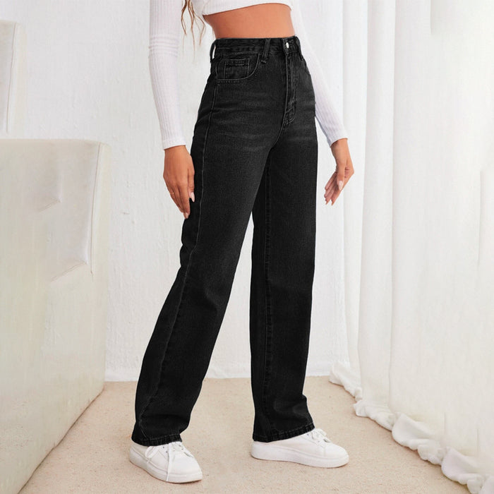 High Waisted Straight Leg Jeans