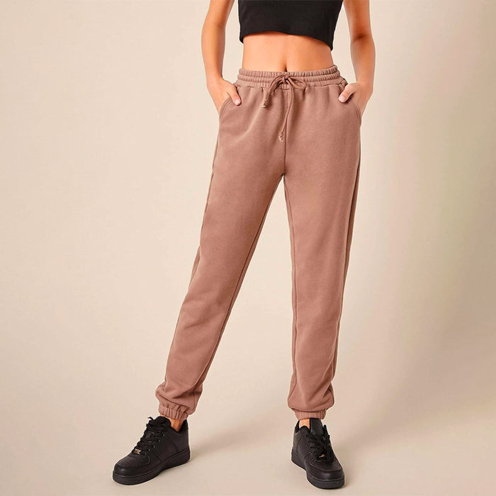 Solid Drawstring Waist Easy Wear Sweatpants