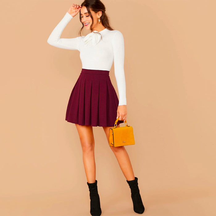 Back Boxy Pleated Skater Skirt