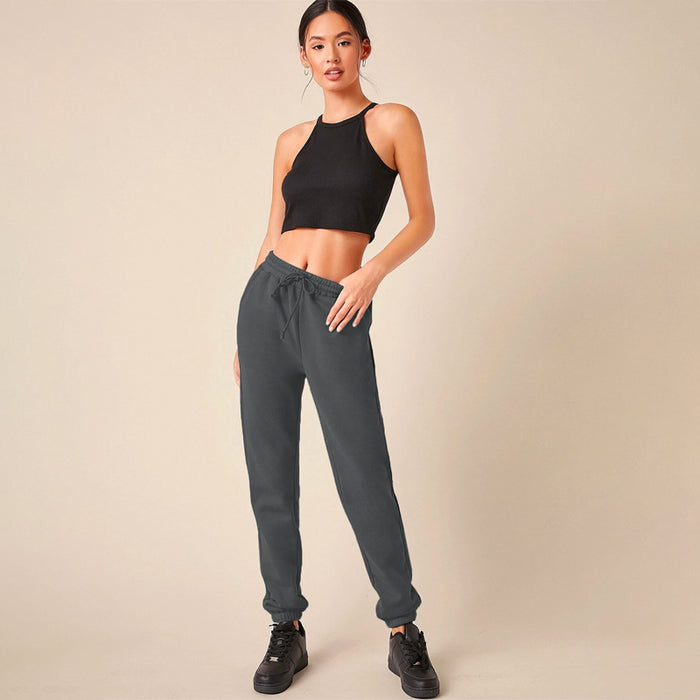 Solid Drawstring Waist Easy Wear Sweatpants