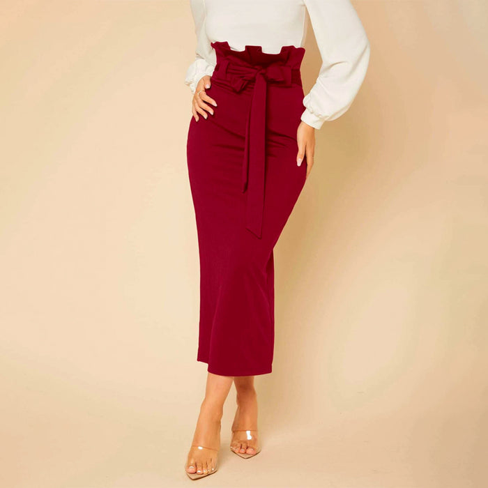 Tall Paperbag Waist Self Belted Skirt