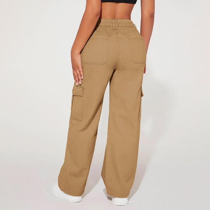 High Waist Flap Pocket Cargo Jeans