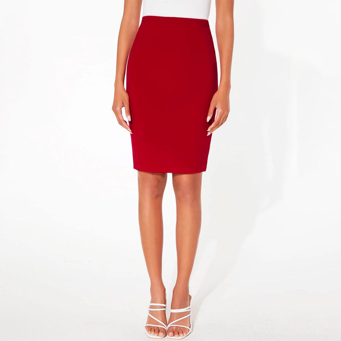 Plane Solid Color Pencil Skirt