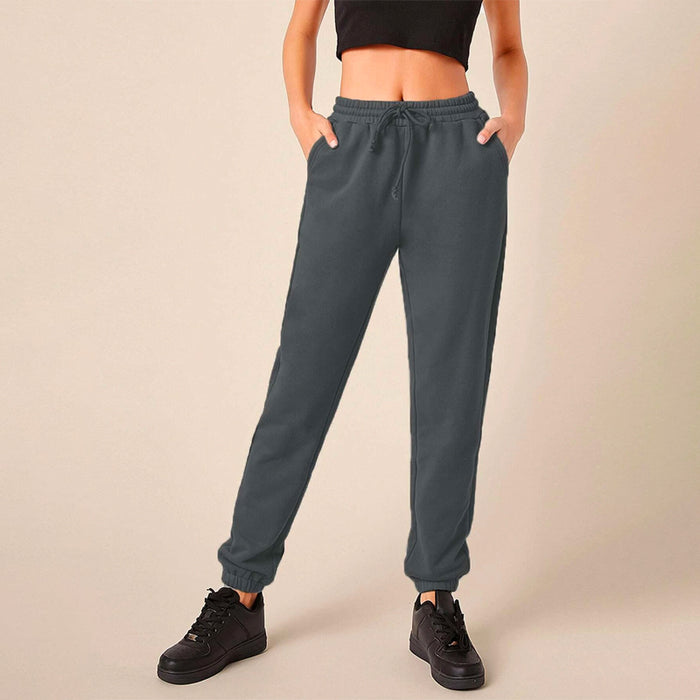 Solid Drawstring Waist Easy Wear Sweatpants