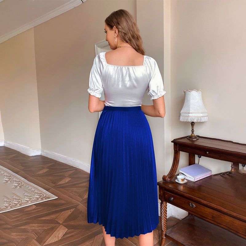 Easy Wear Solid Pleated Skirt