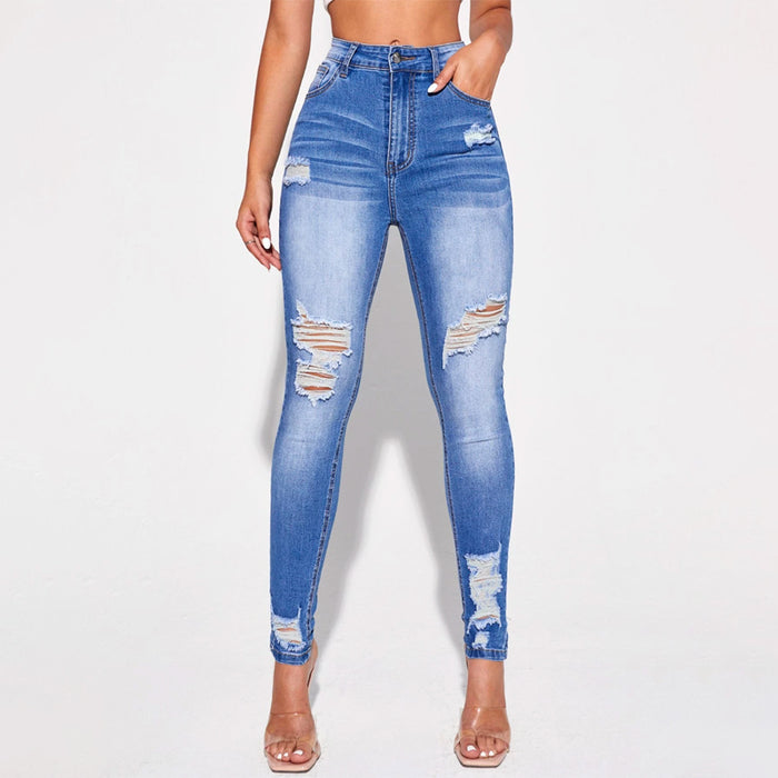 Easy Wear High Waist Ripped Skinny Jeans