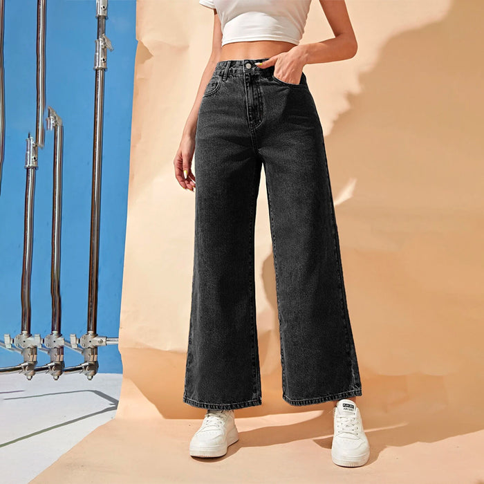 High Waist Unlined Wide Leg Jeans