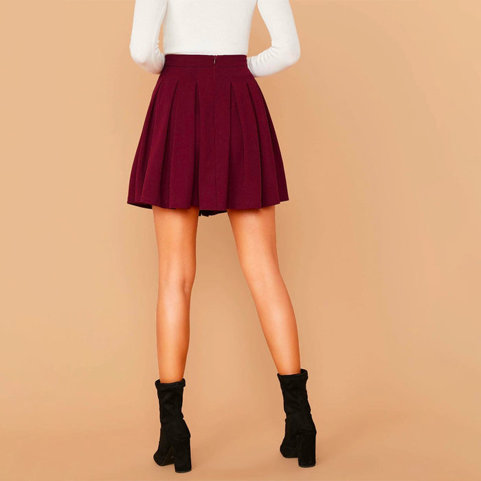 Back Boxy Pleated Skater Skirt