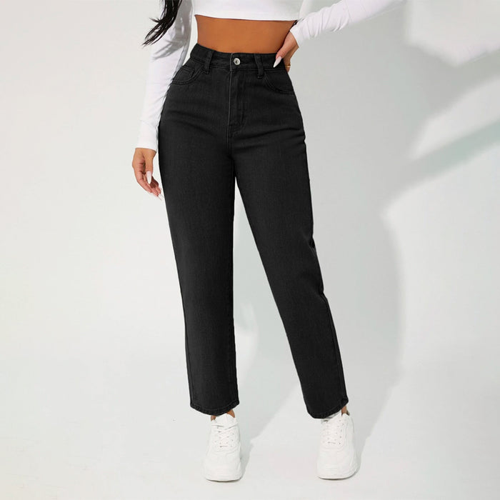 Zipper Pocket Straight Leg Jeans