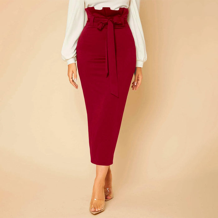 Tall Paperbag Waist Self Belted Skirt