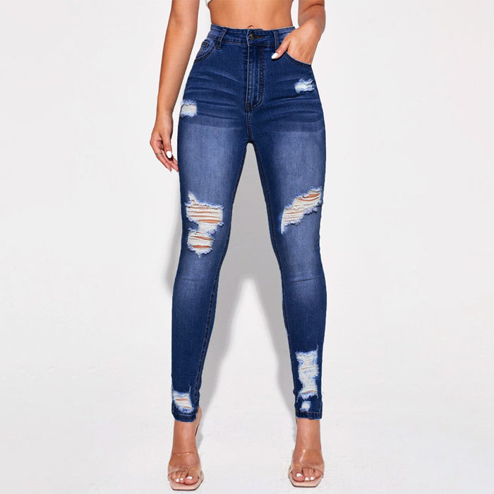 Easy Wear High Waist Ripped Skinny Jeans