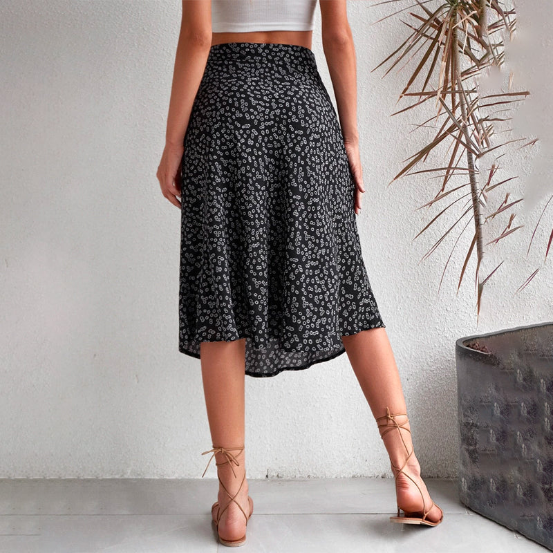 Floral Print Split Thigh Skirt