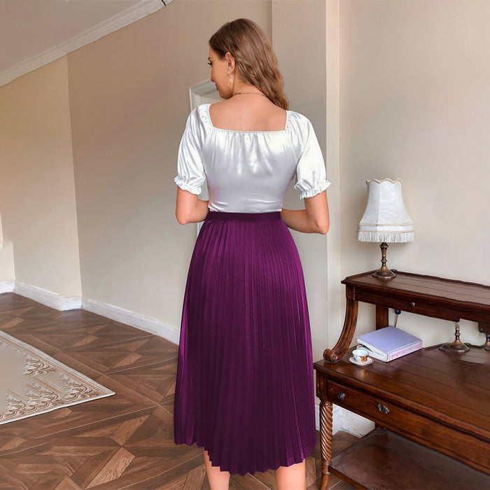 Easy Wear Solid Pleated Skirt