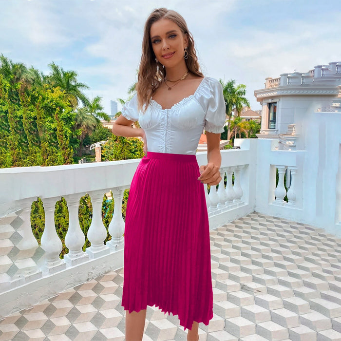 Easy Wear Solid Pleated Skirt