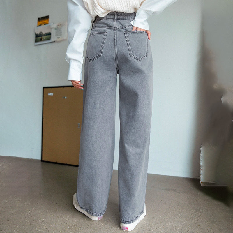 Stylish High Waist Flap Pocket Cargo Jeans