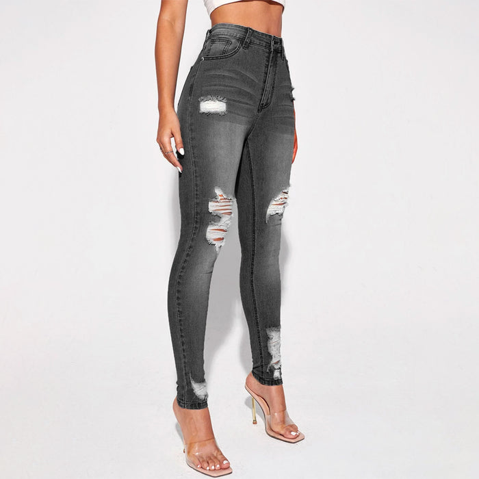 Easy Wear High Waist Ripped Skinny Jeans