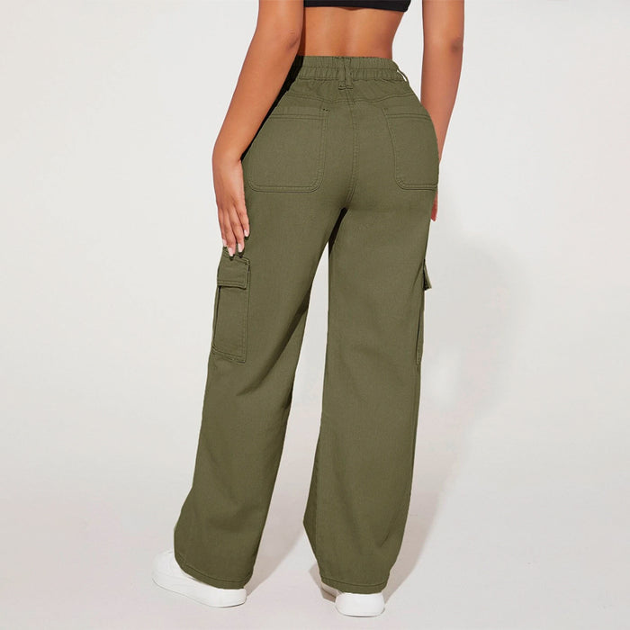 High Waist Flap Pocket Cargo Jeans