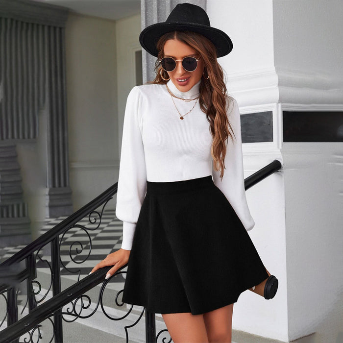 High Waist Corduroy Flare Skirt