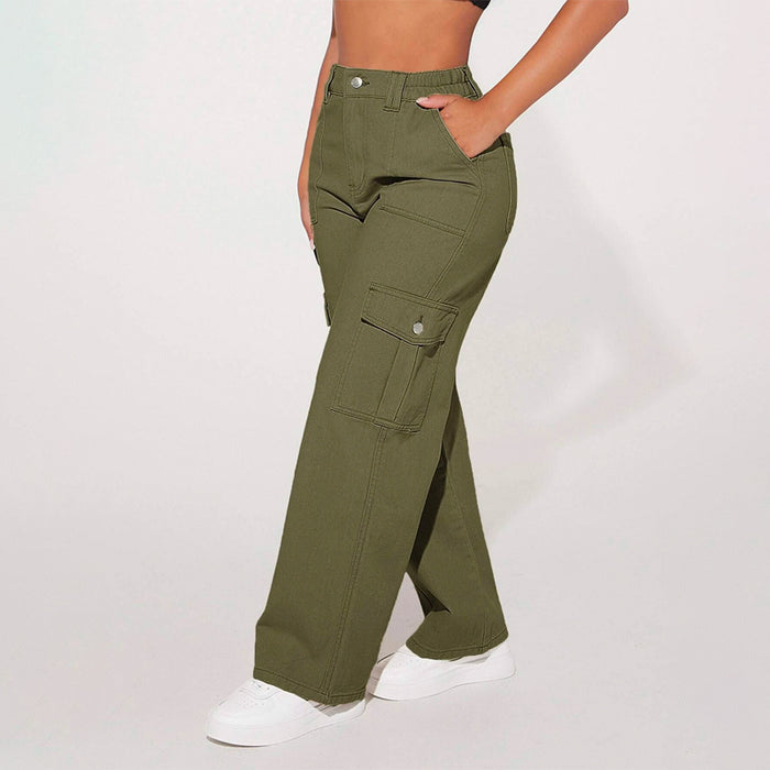 High Waist Flap Pocket Cargo Jeans