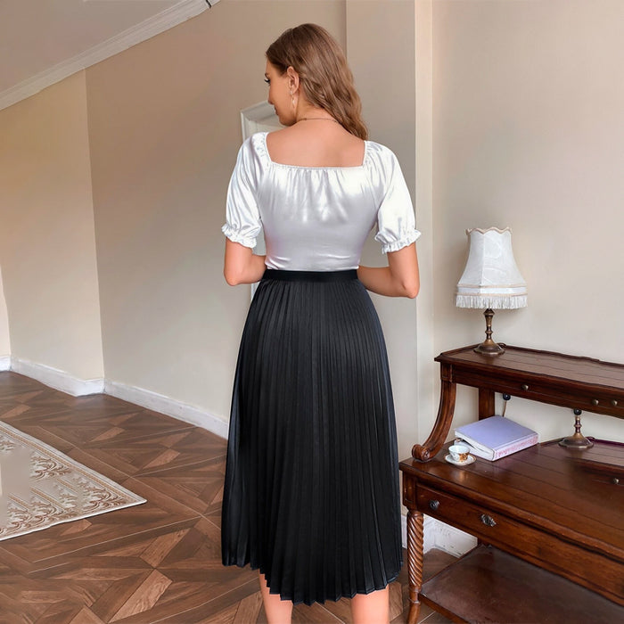 Easy Wear Solid Pleated Skirt