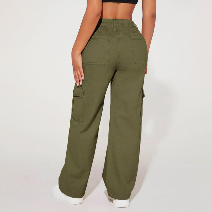 High Waist Flap Pocket Cargo Jeans