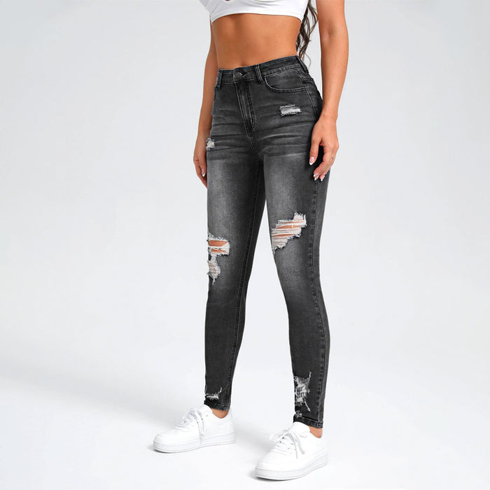 Easy Wear High Waist Ripped Skinny Jeans