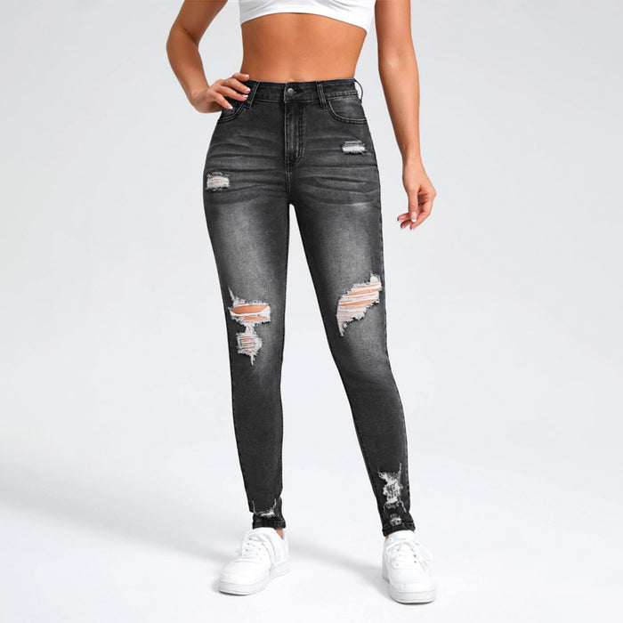 Easy Wear High Waist Ripped Skinny Jeans