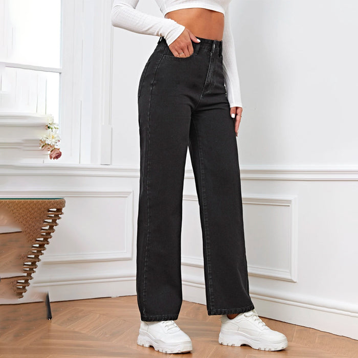 High Waist Slant Pocket Easy Wear Jeans