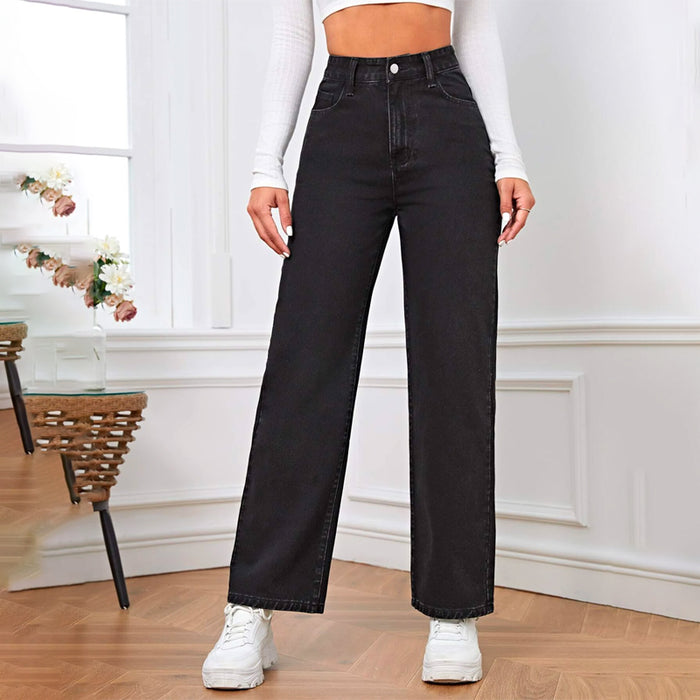 High Waist Slant Pocket Easy Wear Jeans