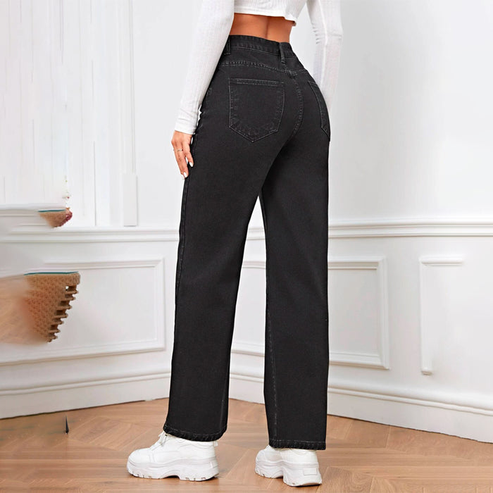 High Waist Slant Pocket Easy Wear Jeans