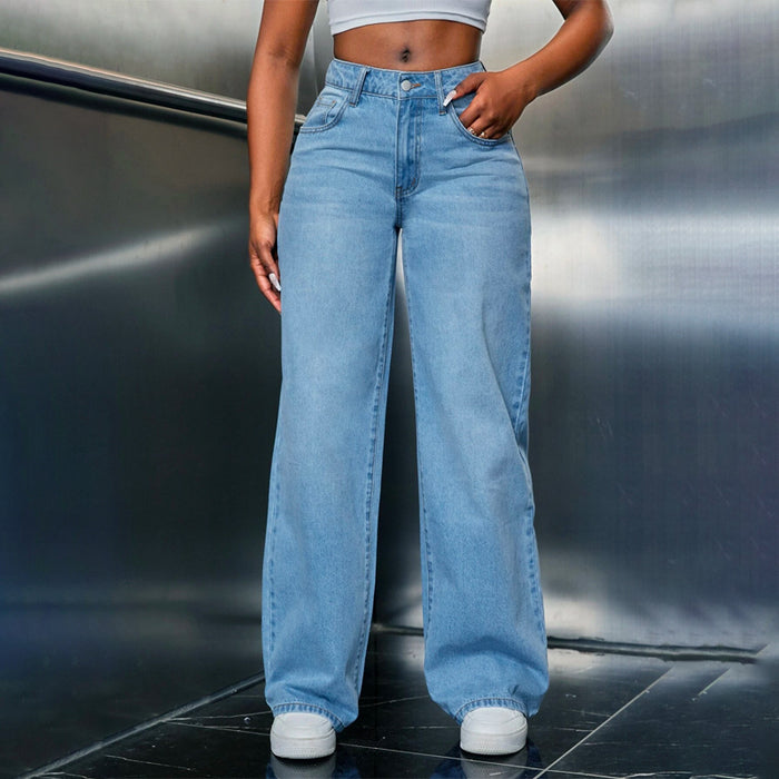 Slant Pocket Wide Leg Easy Wear Jeans