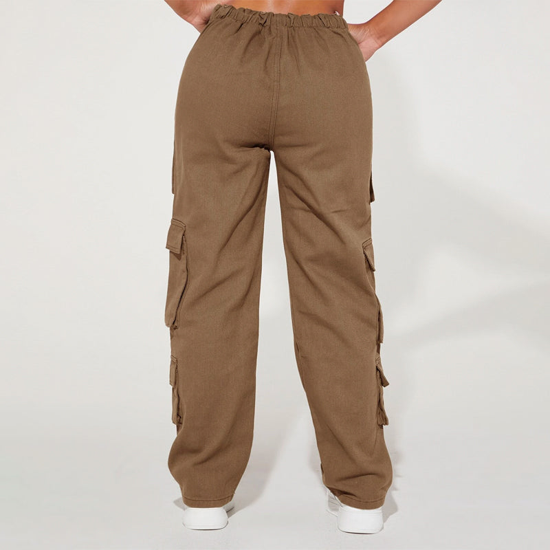 Asymmetrical Waist Flap Pocket Cargo Jeans