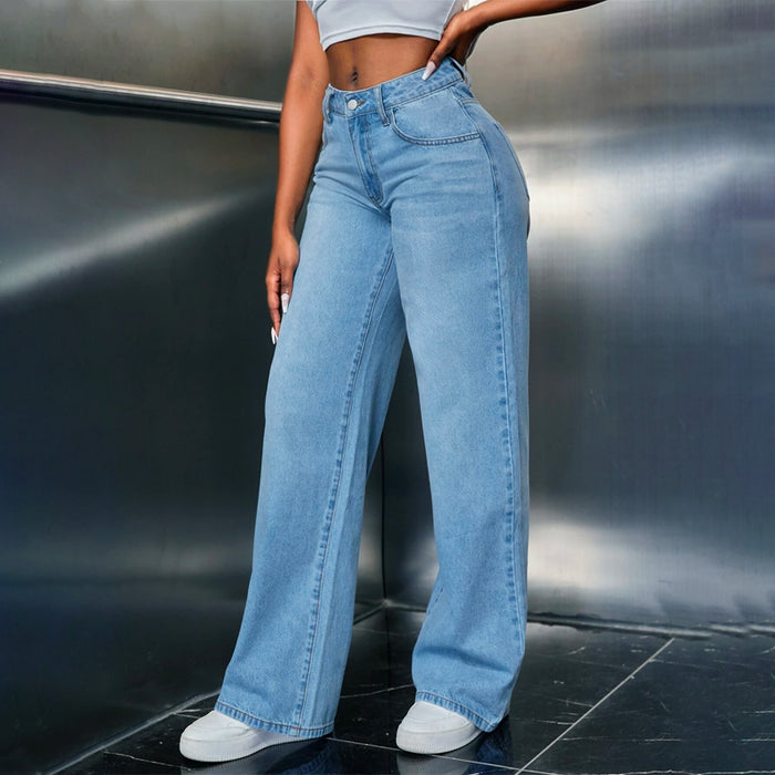 Slant Pocket Wide Leg Easy Wear Jeans