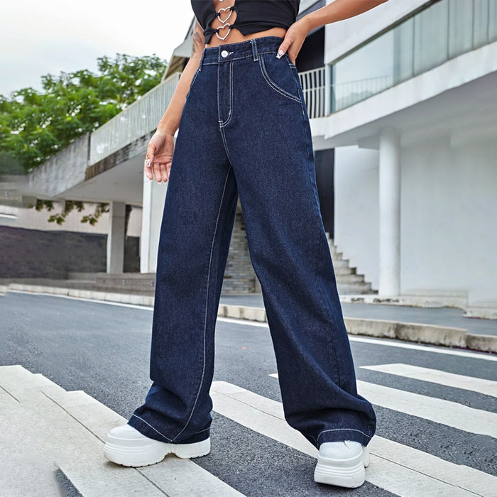 High Waist Yin & Yang Print Wide Jeans